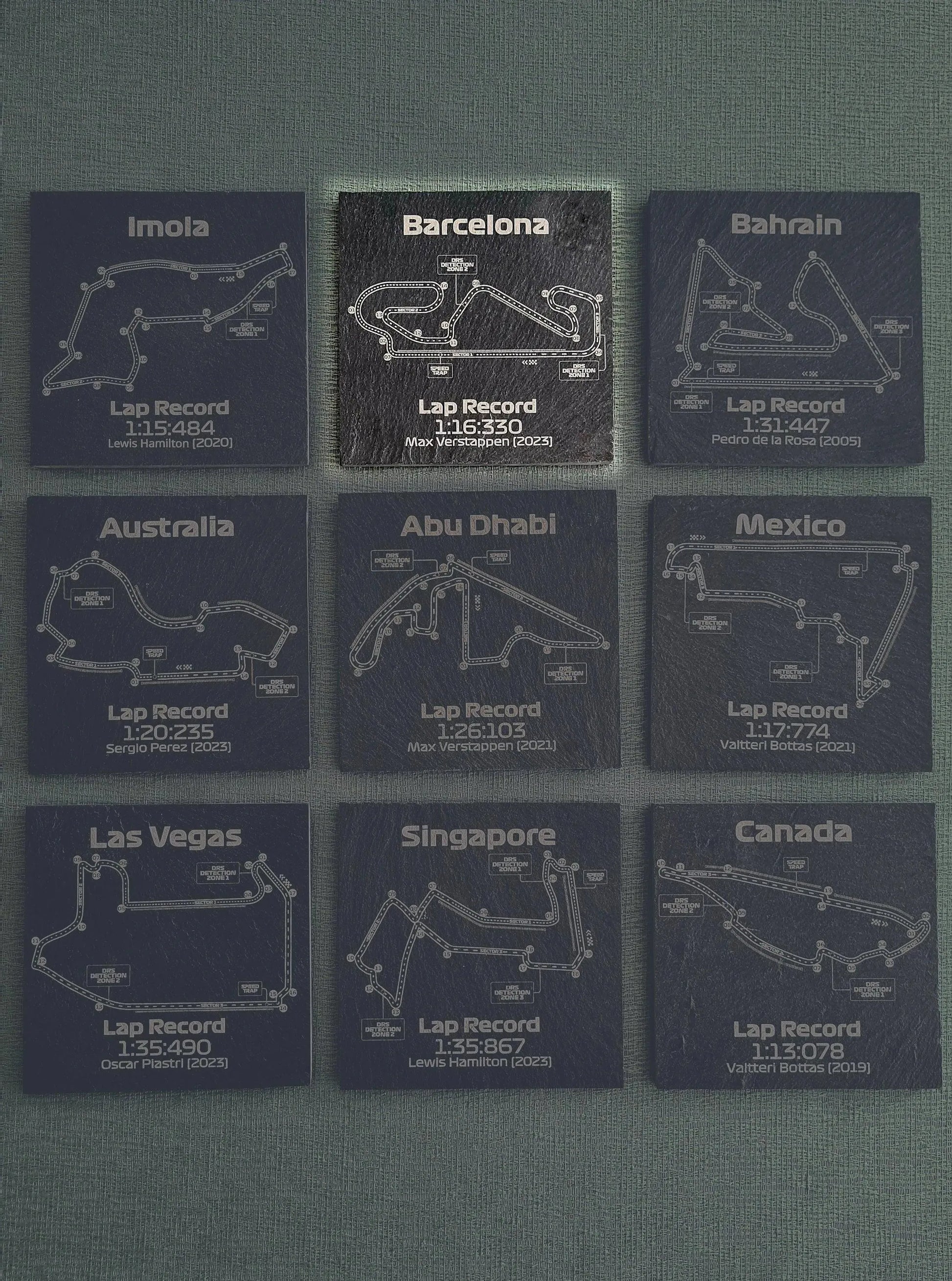 Barcelona Formula 1 track glass coasters - 10x10cm - MyLoveForCars