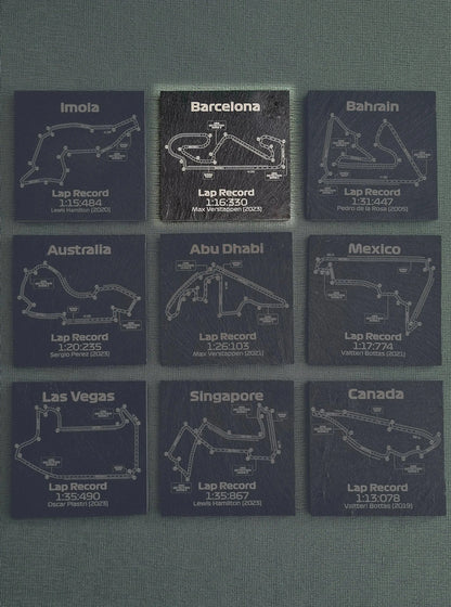 Barcelona Formula 1 track glass coasters - 10x10cm - MyLoveForCars