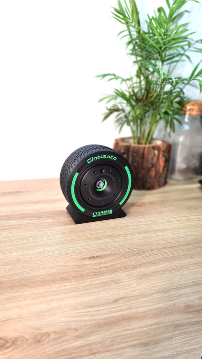 Pirelli Cinturato green wet tire F1 replica display model, perfect Formula 1 fan gift.