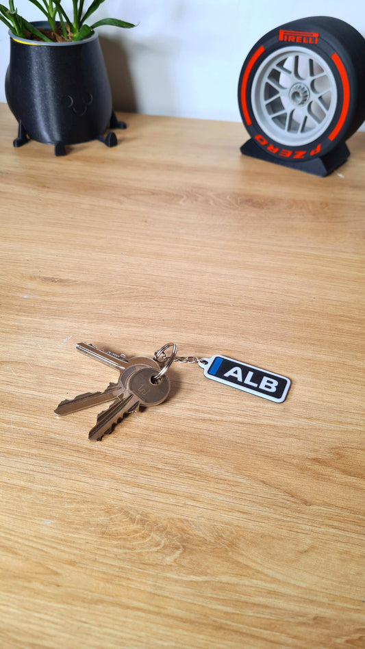 Alexander Albon ALB F1 driver initials keychain, great gift for F1 fans.