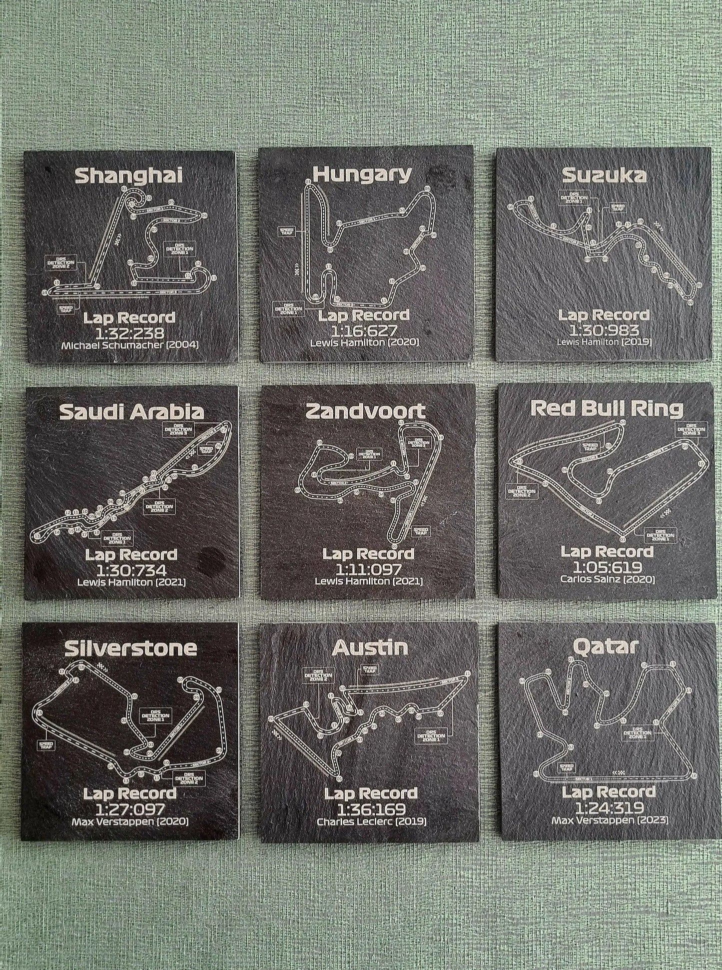 Singapore Formula 1 track glass coasters - 10x10cm - MyLoveForCars