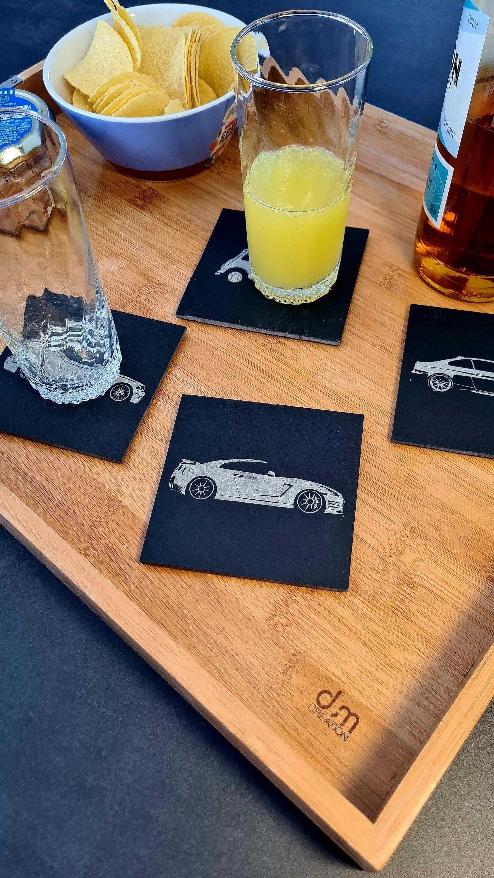 Toyota Supra coaster in laser engraved slate - 10x10cm - MyLoveForCars