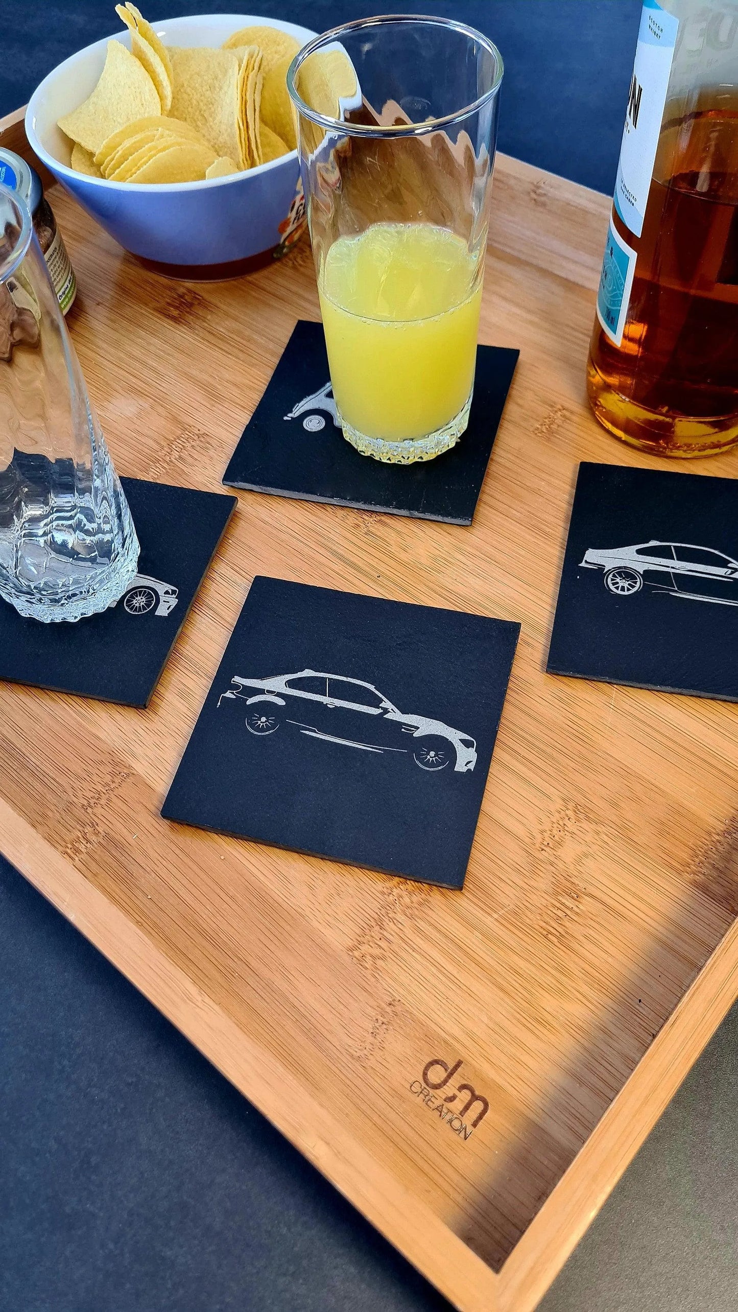 BMW 1M coaster in laser-engraved slate - 10x10cm - MyLoveForCars