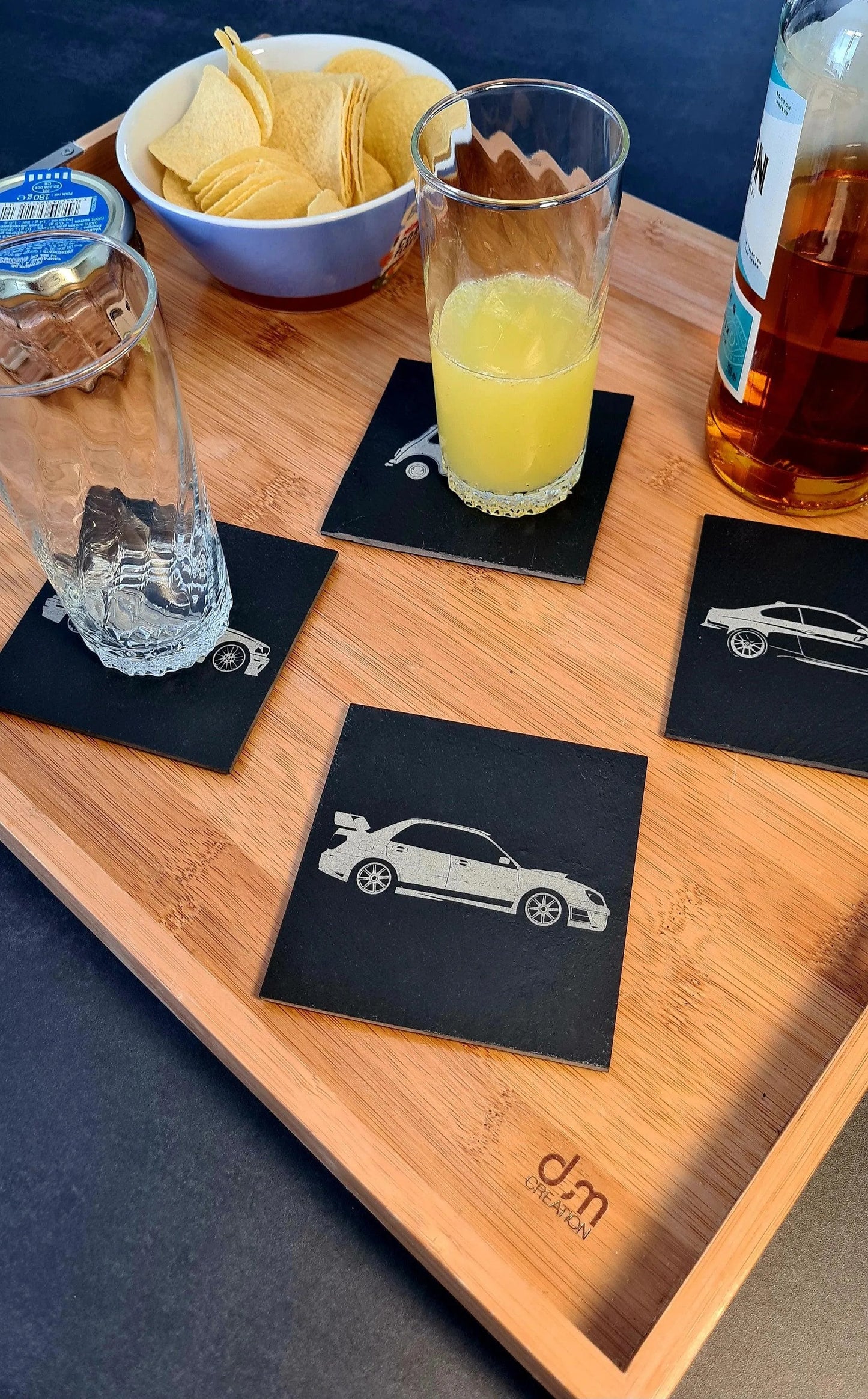 Subaru Impreza coaster in laser-engraved slate - 10x10 cm - MyLoveForCars