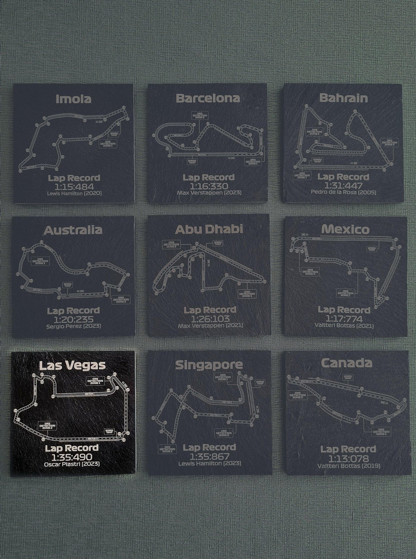 Las Vegas Formula 1 track glass coasters - 10x10cm