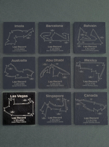 Las Vegas Formula 1 track glass coasters - 10x10cm