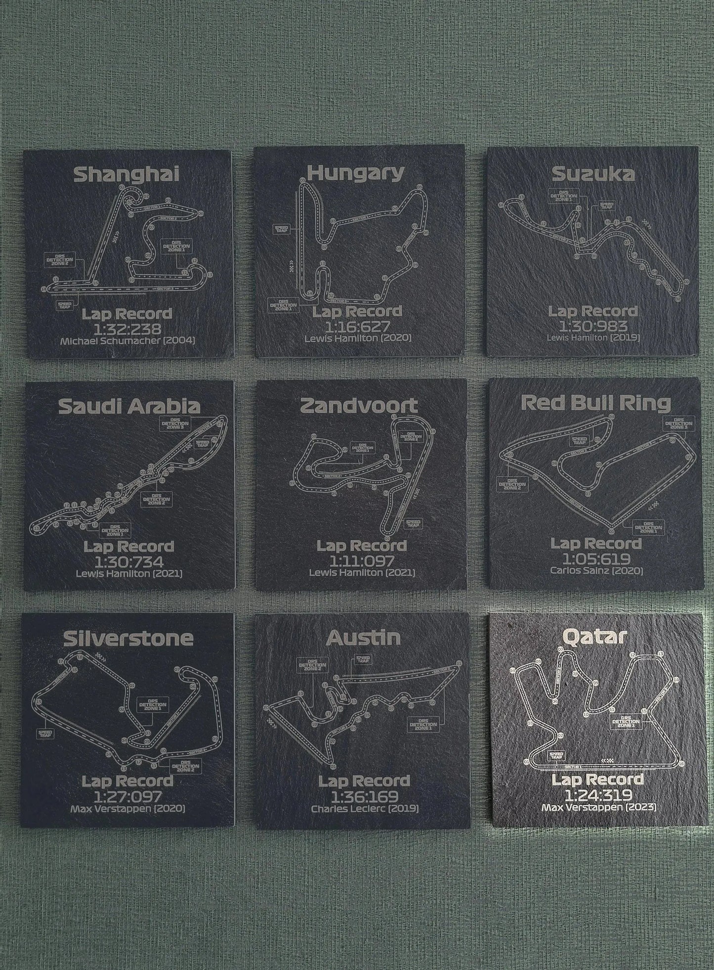 Qatar Formula 1 track glass coasters - 10x10cm - MyLoveForCars