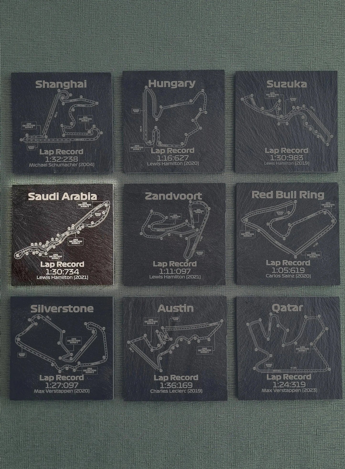 Saudi Arabia Formula 1 track glass coasters - 10x10cm - MyLoveForCars