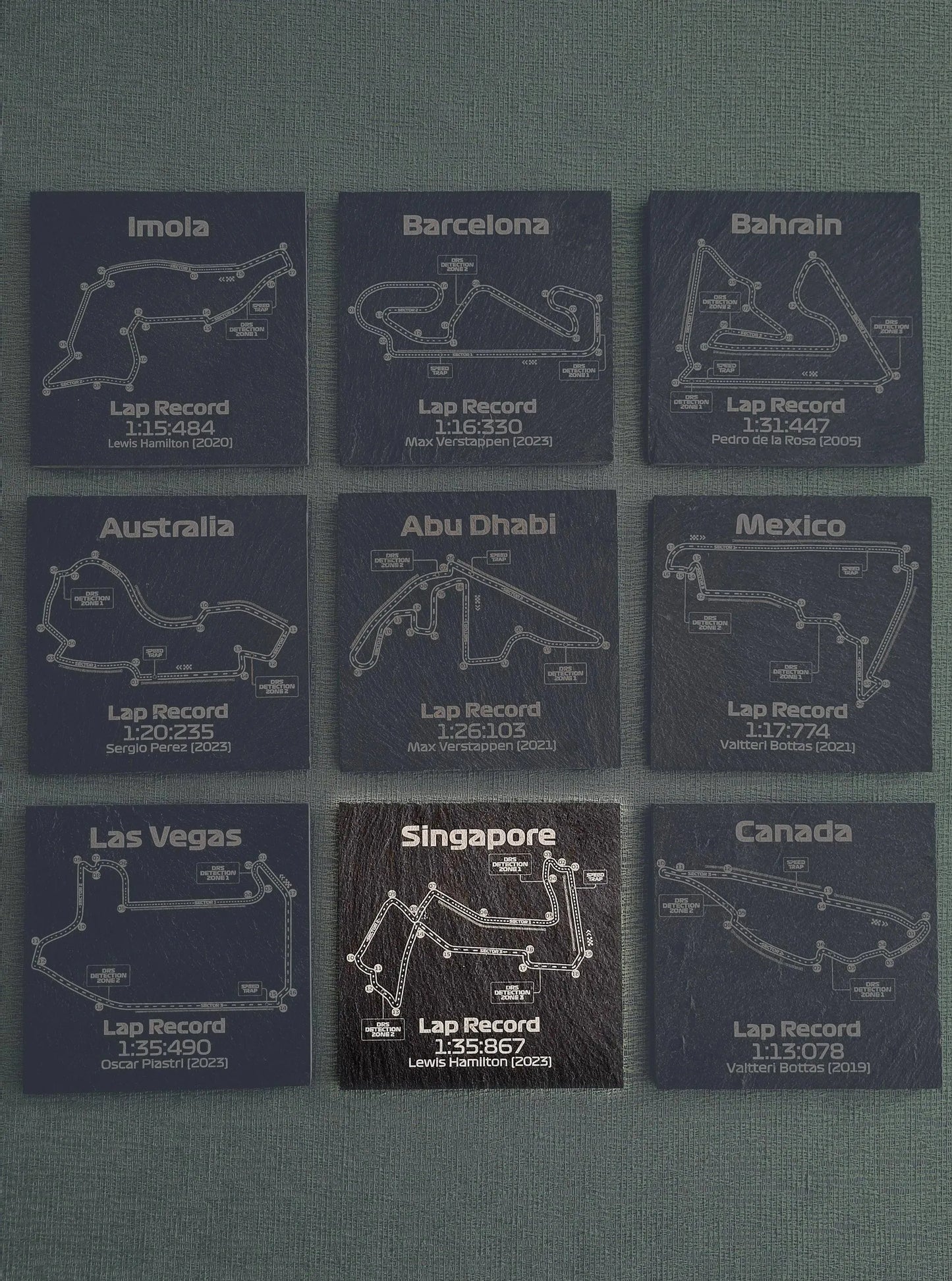 Singapore Formula 1 track glass coasters - 10x10cm - MyLoveForCars